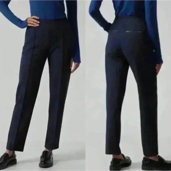 Athleta Pants - ATHLETA Venice Heathered Pintuck Pant Navy Blue Sz M {T47}